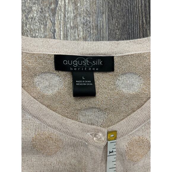 August Silk Heritage Polka Dot Cardigan Size Large - Picture 3 of 5